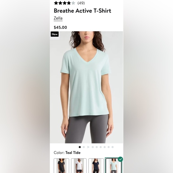 EUC Zella Light Blue Breathe Active V-Neck Women's T- shirt,Size Large - Picture 2 of 13